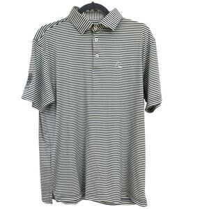 Rhoback Men's Performance Golf Polo Blue Yellow Striped - Size Medium